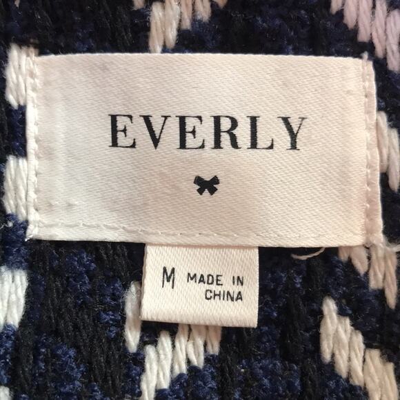 Everly Tweed Fringe Jacket Woven in Blue, Black and White, Size Medium - Picture 15 of 15